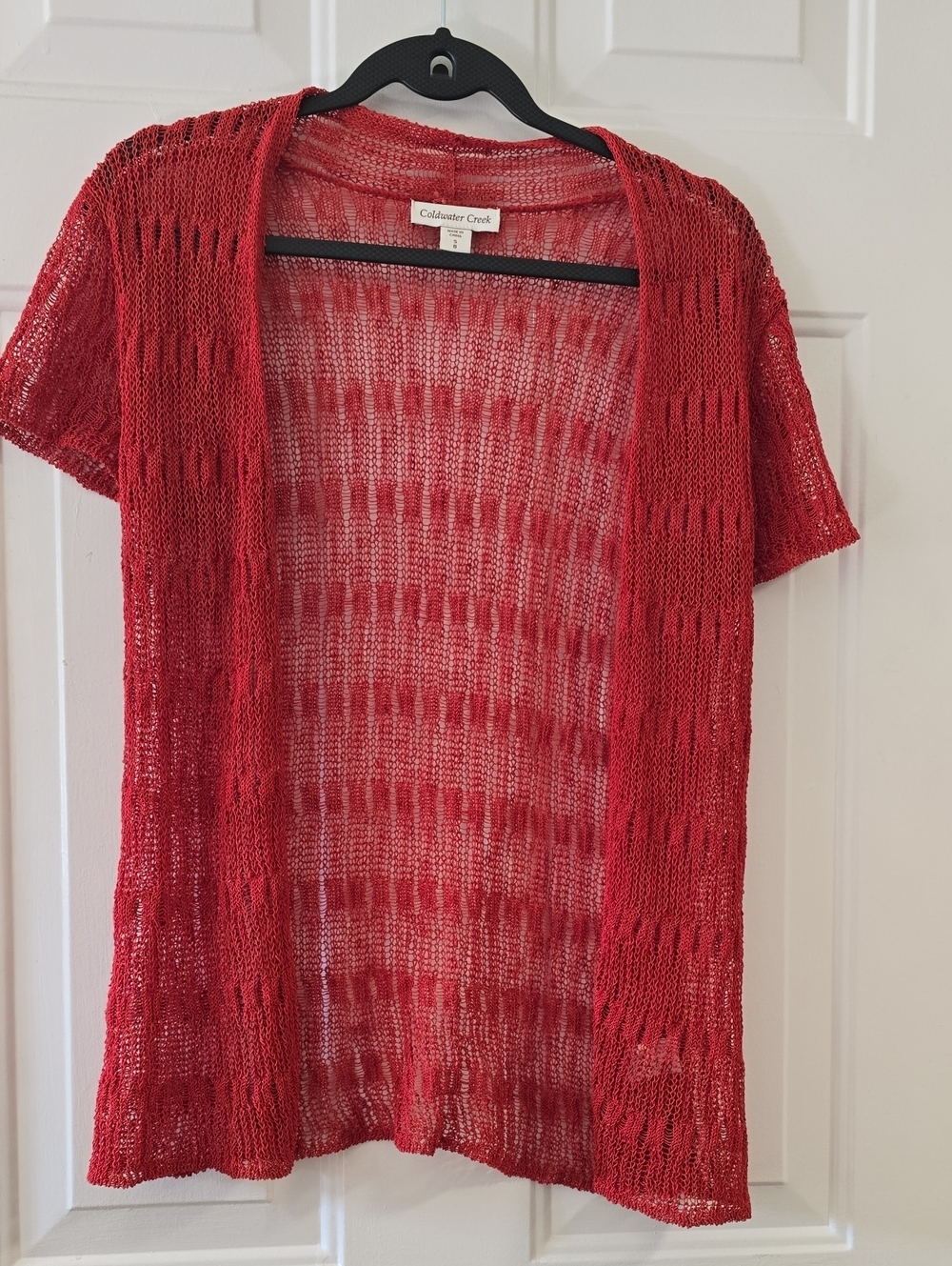 Coldwater Creek Mesh Stitch Lightweight Short Sleeve Knit Topper